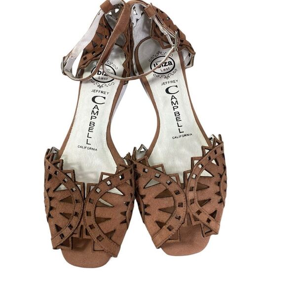 Jeffrey Campbell Tan Flats with Intricate Cutout Design - Picture 2 of 9
